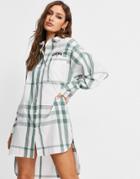 Asos Design Breathe Graphic Print Check Midi Shirt Dress-multi
