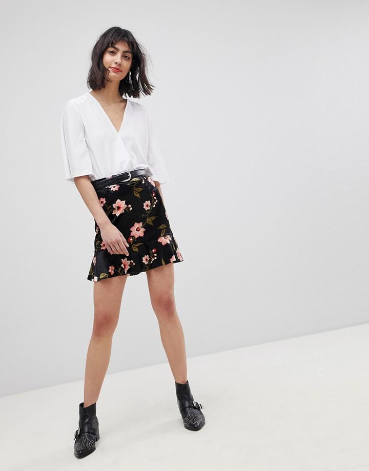 Vero Moda Floral Peplum Hem Skirt - Multi