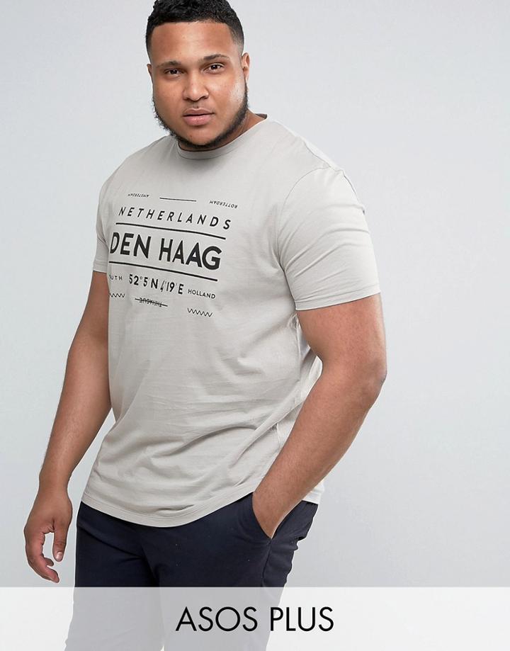 Asos Plus T-shirt With Netherlands Print - Gray