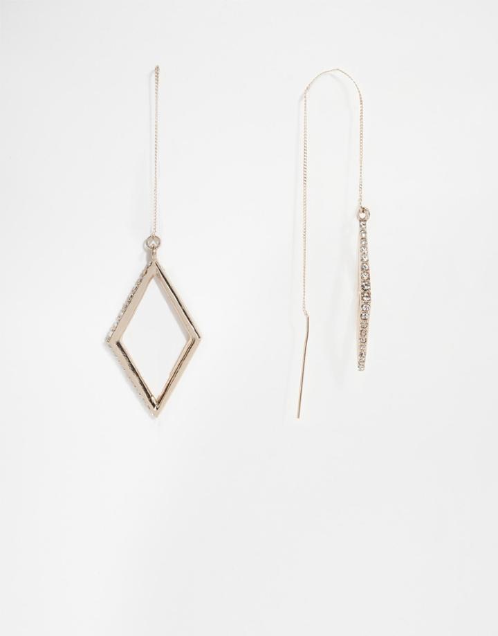 Oasis Diamond Pull Through Earrings - Gold