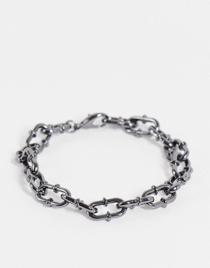 Wftw Raised Ridge Link Chain Bracelet In Gunmetal-black