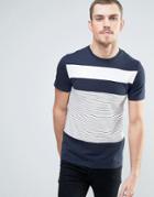 Celio T-shirt With Mixed Stripes - Navy