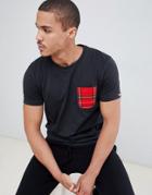 Jack & Jones Originals T-shirt With Contrast Check Pocket - Black