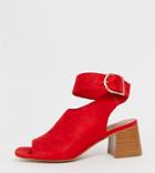 Asos Design Wide Fit Trina Peep Toe Shoe Boots - Red