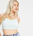 Asos Design Petite Crop Cami With Notch Detail In Rib In Mint-green
