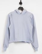 Pieces Hoodie With Pleated Shoulder In Pale Blue-white