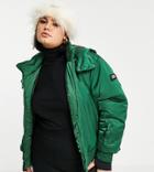 Asos 4505 Curve Ski Puffer Jacket With Hood-green