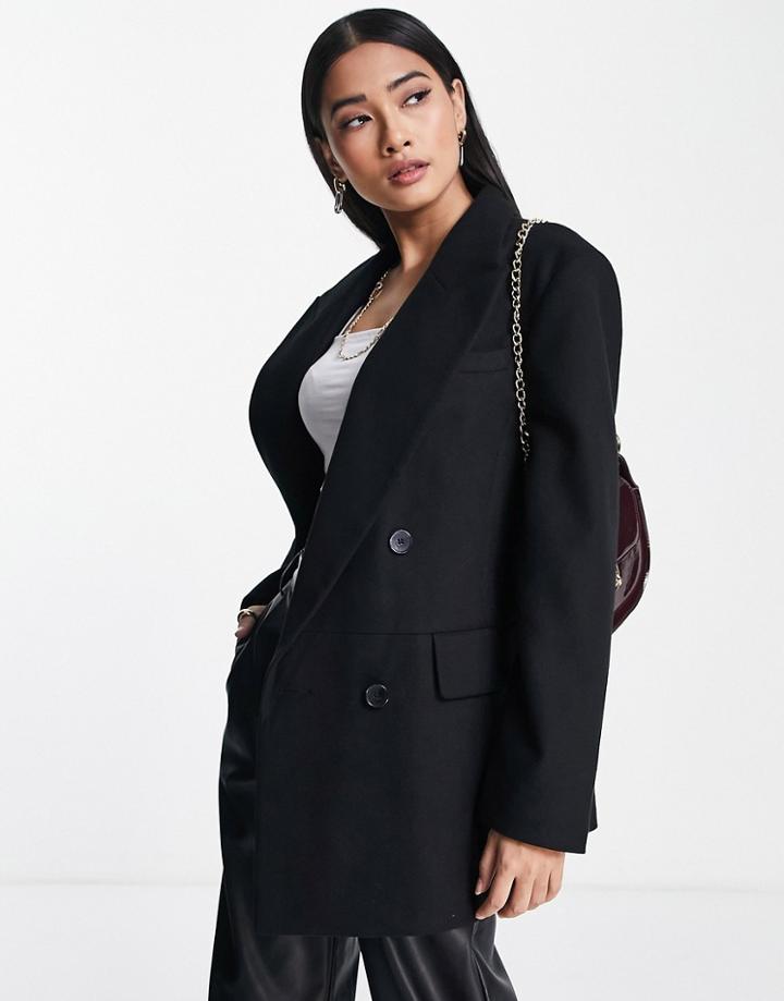 Topshop Plain Blazer Coat In Black