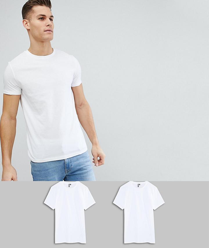 Asos Design T-shirt With Crew Neck 2 Pack Save - White