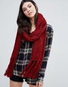 Alice Hannah Chunky Cable Knit Scarf - Red