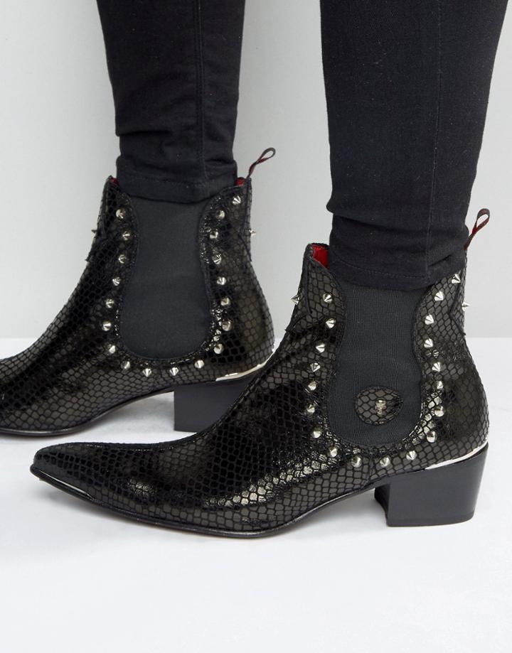 Jeffery West Sylvian Studded Chelsea Boots - Black