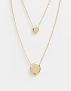 Monki Multi Row Chain Necklace With Oval Discs In Gold - Gold