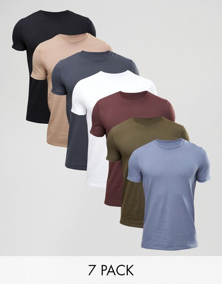 Asos 7 Pack Muscle T-shirt Save - Multi