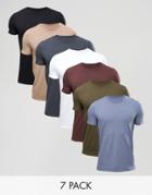 Asos 7 Pack Muscle T-shirt Save - Multi