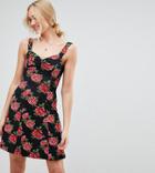 Asos Tall Mini Swing Sundress With Tie Back In Floral Print - Multi