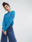 Ziztar Exotic Crossing Line Sweater - Blue