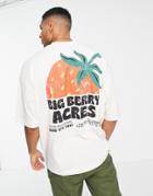 Asos Design Oversized T-shirt In Off White With Big Berry Back Graphic Print