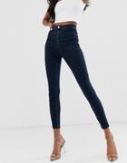 Asos Design Rivington High Waisted Denim Jeggings In Dark Indigo - Blue