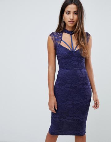 Scarlet Rocks Harness Lace Midi Dress In Navy - Navy