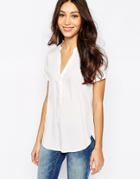 Esprit Utility Dip Back Hem Shirt - White