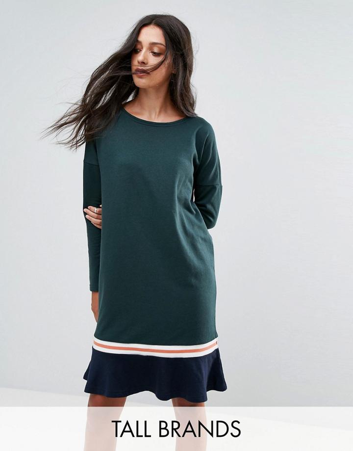 Noisy May Tall Frill Hem Sweater Dress - Green