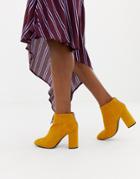 Pull & Bear Zip Heeled Boot In Mustard - Yellow