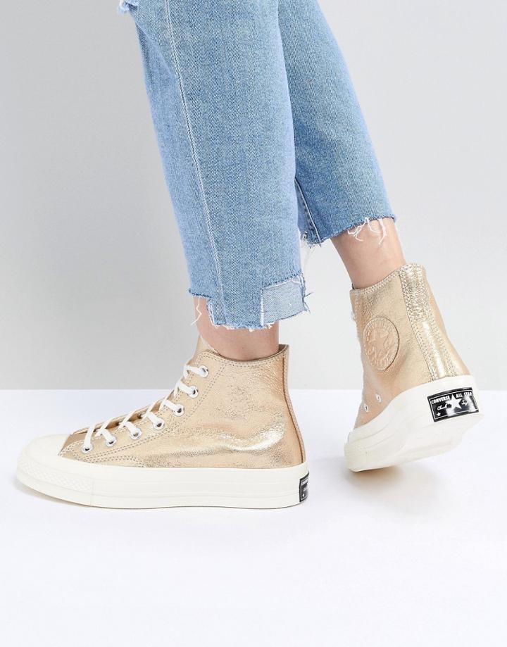 Converse Chuck '70 Metallic Hi Sneakers In Gold