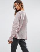 Asos Sweater With Mesh Back - Purple