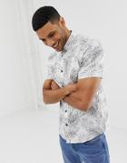Only & Sons Slim Short Sleeve Shirt In All Over Print - White