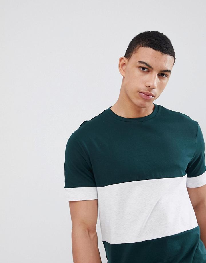 New Look Blocked T-shirt In Green - Green