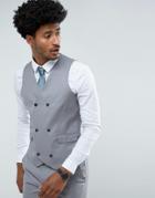 Asos Slim Suit Vest In 100% Wool In Mid Gray - Gray