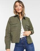 Jdy Button Down Jacket In Khaki-pink