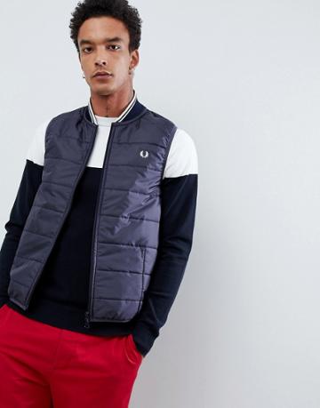 Fred Perry X Lavenham Quilted Vest In Navy - Navy