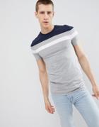 Asos Design Muscle T-shirt With Cut And Sew Panels In Gray - Gray