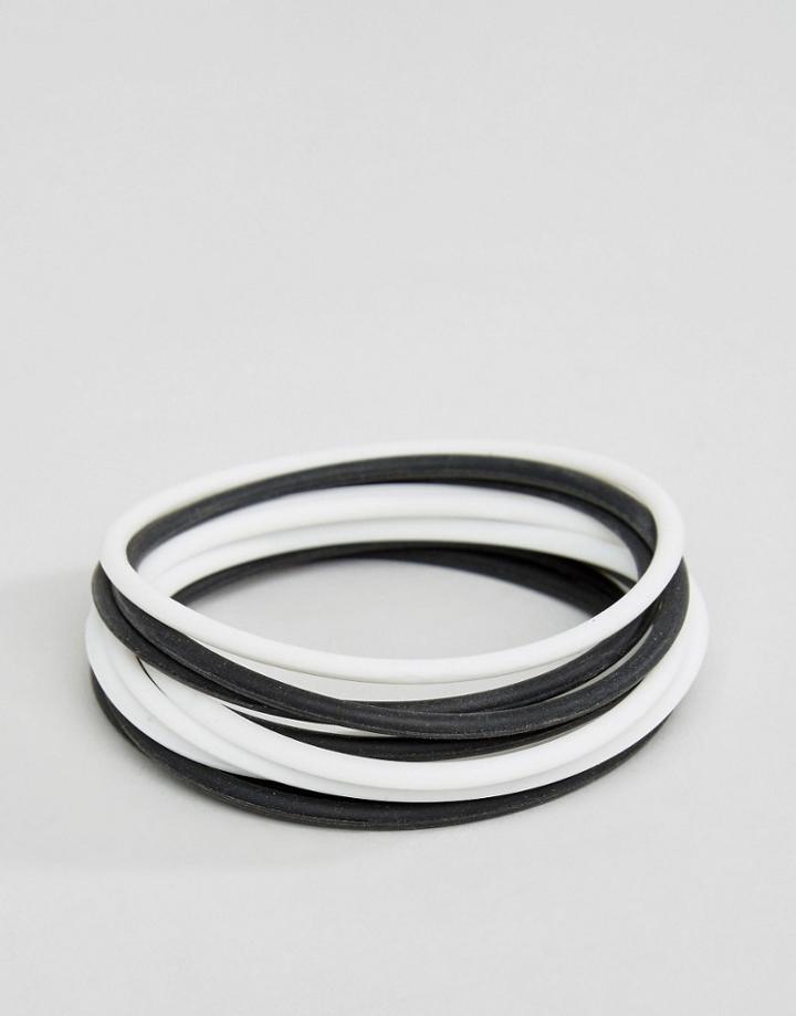 Asos Rubber Bracelet Pack In Black And White - Multi