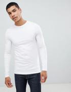 Asos Design Extreme Muscle Long Sleeve T-shirt With Crew Neck In White - White