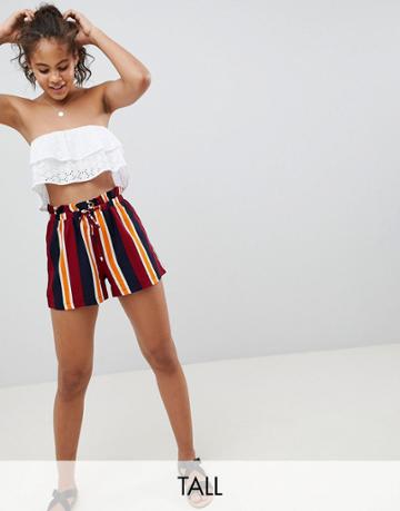 Missguided Tall Stripe Shorts - Red