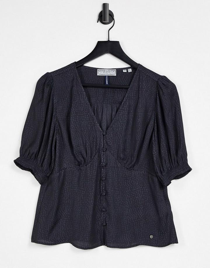 Superdry Sadie Vintage Style Blouse In Black