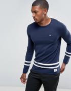Tom Tailor Knitted Sweater With Hem Stripes - Navy