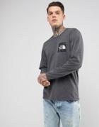 The North Face Fine Long Sleeve Top Box Logo In Dark Gray Marl - Gray