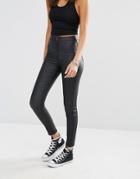 Missguided Vice High Waisted Coated Skinny Jeans - Black