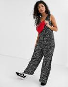 Noisy May Monochrome Graphic Wide Leg Jumpsuit