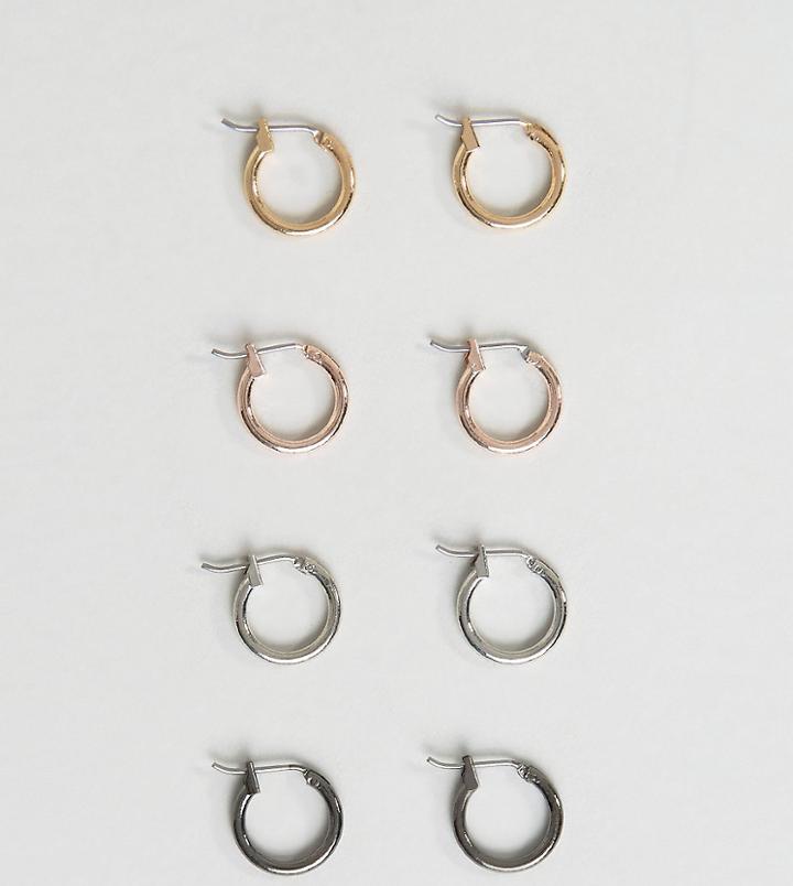 Designb Hoop Earrings In 4 Pack Exclusive To Asos - Multi