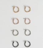 Designb Hoop Earrings In 4 Pack Exclusive To Asos - Multi