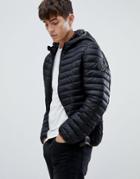Versace Jeans Puffer Jacket In Black With Hood - Black
