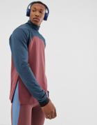 Asos 4505 Sweatshirt With Mock Neck And Side Zip Vent-multi