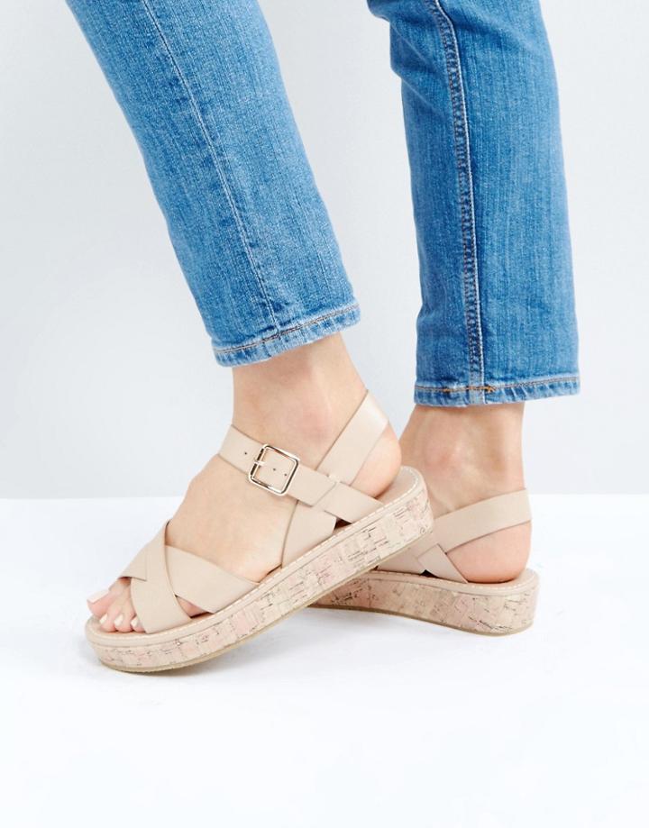 Truffle Collection Cork Flatform Sandal - Beige