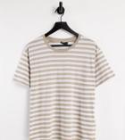 Asos Design Curve T-shirt In Brown And White Stripe-multi