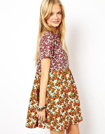 Asos Smock Dress In Mixed Floral