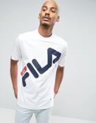 Fila Black T-shirt With Large Diagonal Logo - White